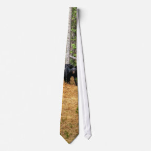 Wild Black Bear & Yukon Forest Photo Art Tie