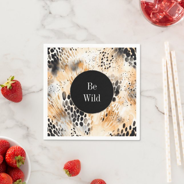 Wild Black Cream Leopard Animal   Napkin (Insitu)
