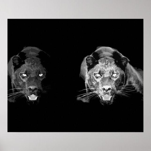 Wild Black Jaguar Cat Eyes Poster (Front)