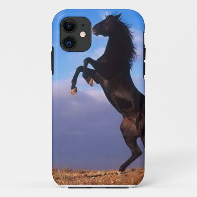 Wild Black Stallion Rearing Horse Case-Mate iPhone Case (Back)
