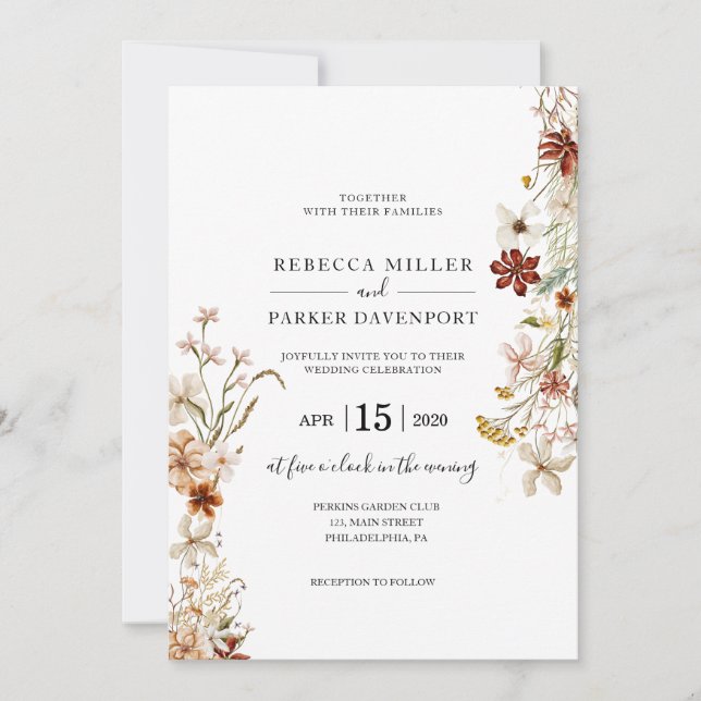Wild bloom modern Wedding invitation (Front)