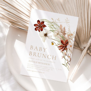 Wild Bloom Rustic Floral Baby Brunch Invitation