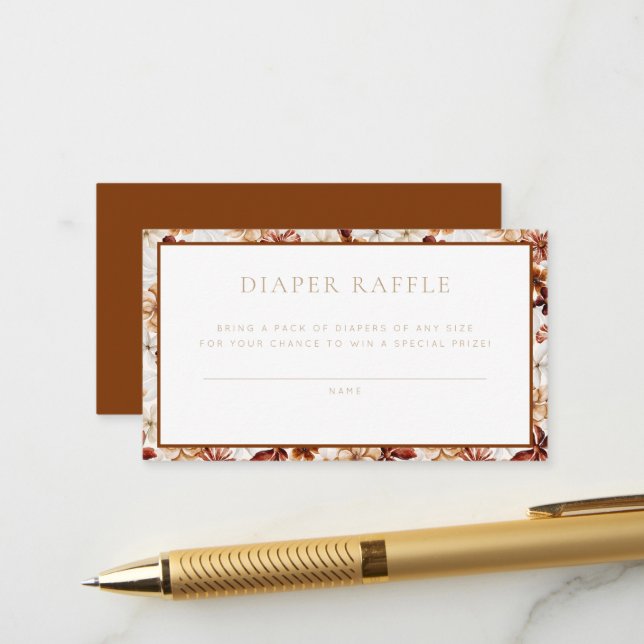 Wild Bloom Rustic Floral Diaper Raffle Game Enclosure Card (Front/Back In Situ)