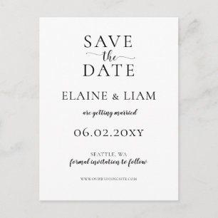 Wild Blossoms Black and White Calligraphy Wedding Announcement Postcard