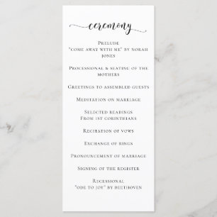 Wild Blossoms Black and White Calligraphy Wedding Programme