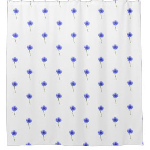 wild blue cornflower pattern shower curtain