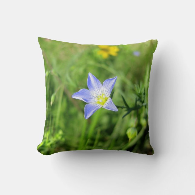 Wild Blue Flax Flower Cushion (Front)