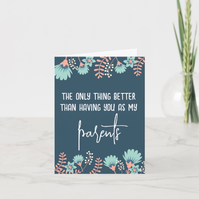 Wild Blue Floral Pregnancy Reveal parents custom  Announcement (Front)