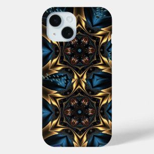  Wild Blue Gold Gears iPhone 15 Case