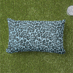 Wild Blue Leopard Print Throw Pillow
