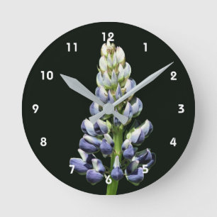 Wild Blue Lupine Flower Round Clock