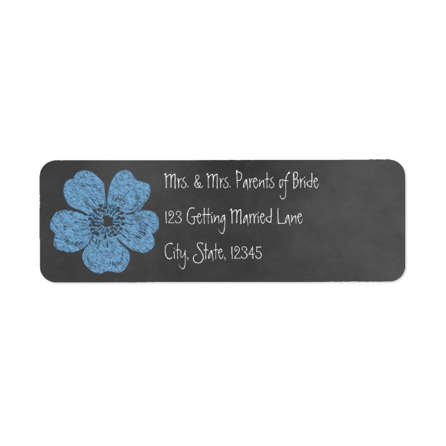 Wild Blue Roses Chalkboard Avery Label (Front)
