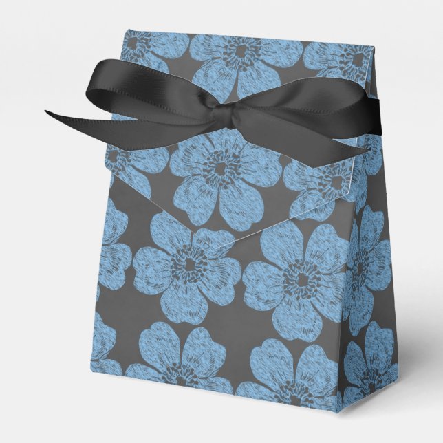 Wild Blue Roses Chalkboard Favour Box (Front Side)