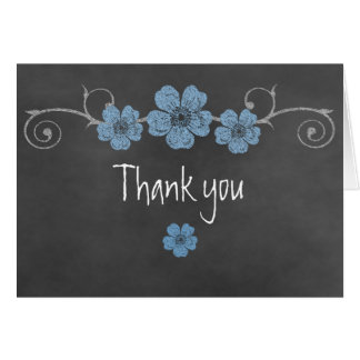 Wild Blue Roses Chalkboard Thank You Note Card