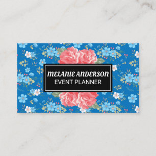 Wild Blue White Flowers Business Card