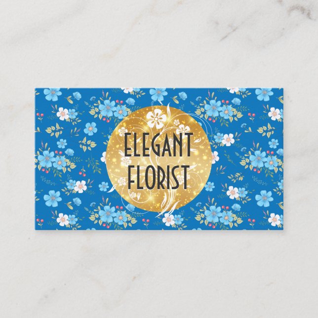 Wild Blue White Flowers Business Card (Front)