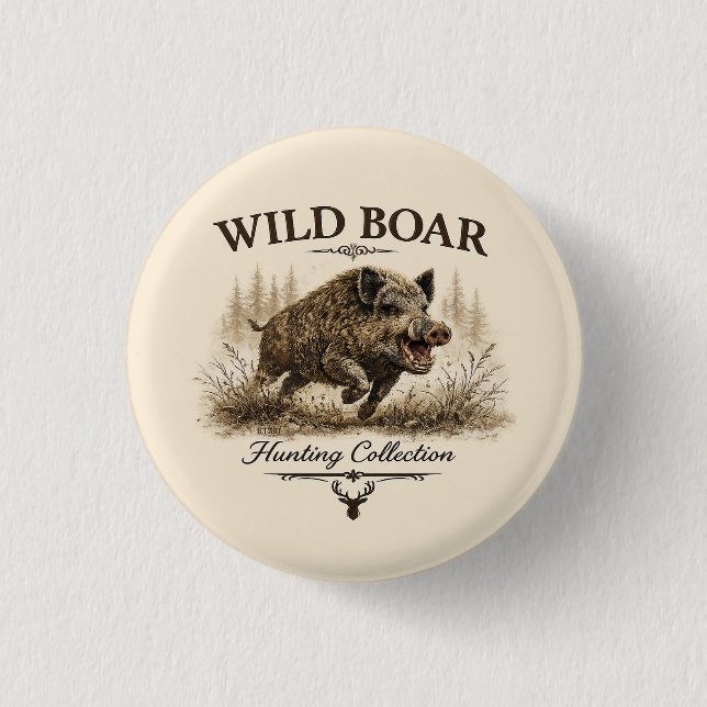 Wild Boar 3 Cm Round Badge (Front)
