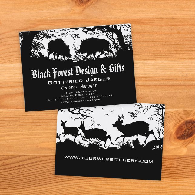 Wild Boar and Deer: German Silhouette / Paper Cut Business Card (Creator Uploaded)