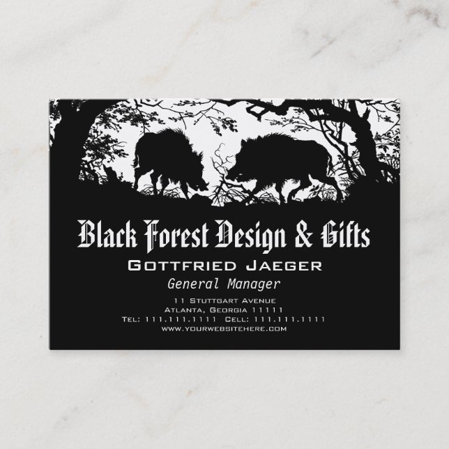 Wild Boar and Deer: German Silhouette / Paper Cut Business Card (Front)