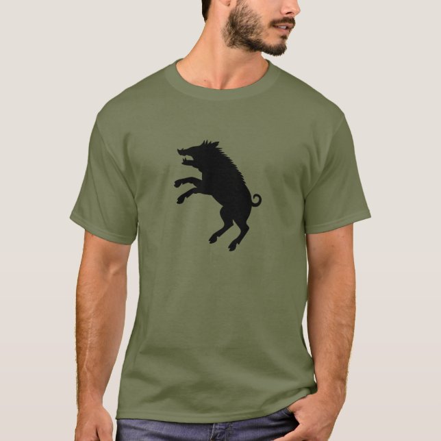 Wild Boar Black and White Silhouette T-Shirt (Front)