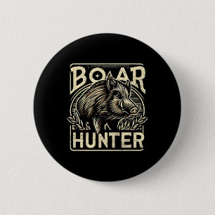 Wild Boar Cool Retro Hog Hunting Mens Vintage  6 Cm Round Badge