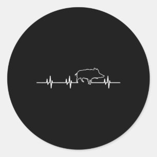 Wild Boar Heartbeat Ekg Hog Hunter Hunt Hunting Classic Round Sticker