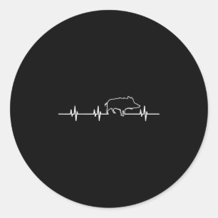 Wild Boar Heartbeat Ekg Hog Hunter Hunt Hunting Classic Round Sticker