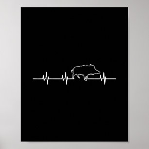 Wild Boar Heartbeat Ekg Hog Hunter Hunt Hunting Poster