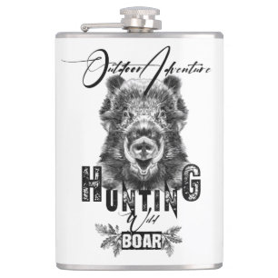 Wild boar hunting, outdoor adventure coffee mug hip flask