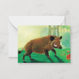 Wild Boar Illustration Card