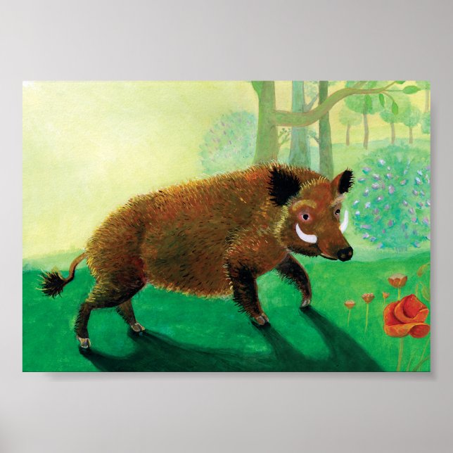 Wild Boar Illustration Poster (Front)