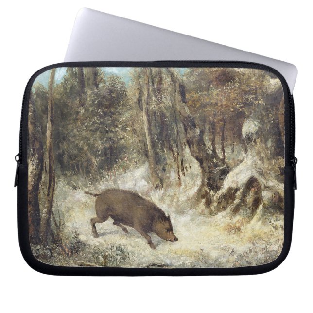 Wild Boar in the Snow, signed as Courbet (fake) Laptop Sleeve (Front)