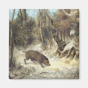 Wild Boar in the Snow, signed as Courbet (fake) Magnet