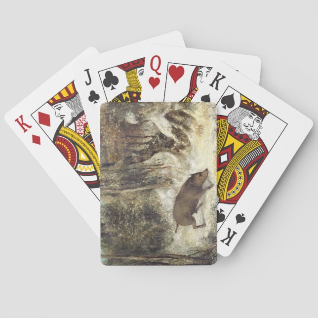 Wild Boar in the Snow, signed as Courbet (fake) Playing Cards (Back)