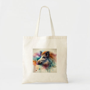 Wild Boar in Watercolor 201024AREF122 - Watercolor Tote Bag