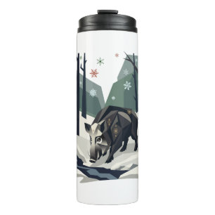 Wild Boar in Winter Forest Travel Tumbler