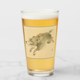 Wild Boar (Japanese Art) (by Kono Bairei) Glass