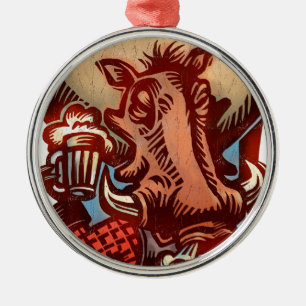 Wild Boar Metal Tree Decoration