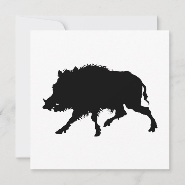 Wild Boar or Wild Pig Elegant Silhouette Invitation (Front)