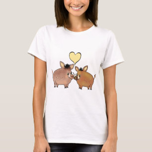 Wild boar pig love heart animal lover art T-Shirt