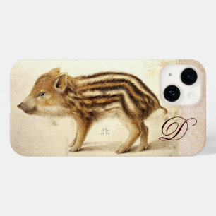 WILD BOAR PIGLET Animal Drawing Monogram Case-Mate iPhone 14 Case
