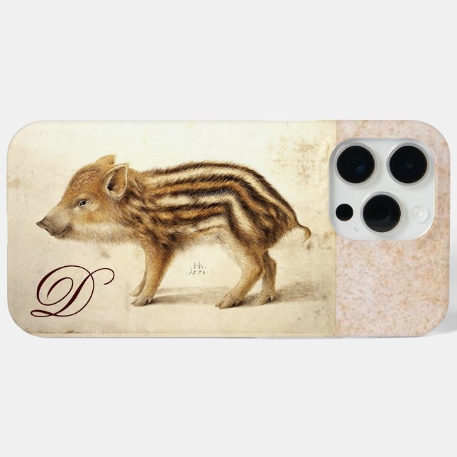 WILD BOAR PIGLET Animal Drawing Monogram Case-Mate iPhone Case (Back (Horizontal))