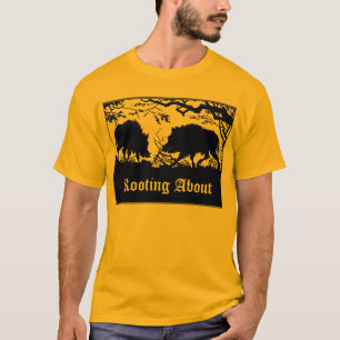 Wild Boar Rooting Old German Design Front & Back T-Shirt