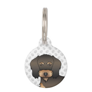 Wild Boar Wire Haired Dachshund Cartoon Dog Head Pet Tag
