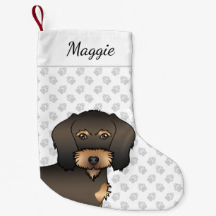 Wild Boar Wire Haired Dachshund Cartoon Dog Head Small Christmas Stocking