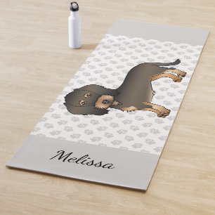 Wild Boar Wire Haired Dachshund Cartoon Dog & Name Yoga Mat