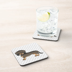Wild Boar Wire Haired Dachshund Cartoon Dog & Paws Coaster