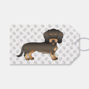 Wild Boar Wire Haired Dachshund Cartoon Dog & Paws Gift Tags