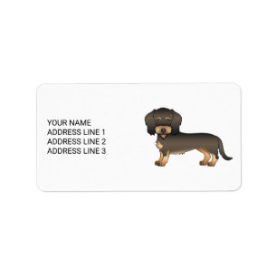 Wild Boar Wire Haired Dachshund Cartoon Dog & Text Label