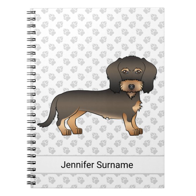 Wild Boar Wire Haired Dachshund Cartoon Dog & Text Notebook (Front)